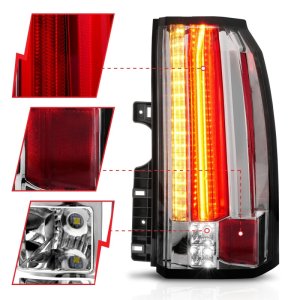 GMC Yukon LED Taillights - Rear - ANZO - LED; Clear Lens; Chrome Housing - Chrome - `15-`17