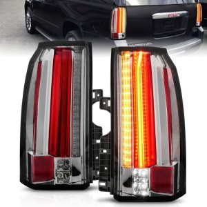 GMC Yukon XL LED Taillights - Rear - ANZO - LED; Clear Lens; Chrome Housing - Chrome - `15-`17