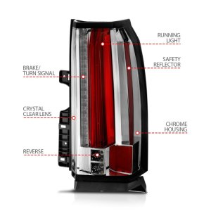 Chevrolet Tahoe LED Taillights - ANZO - Clear Lens, Chrome Housing - Chrome - `15-`17