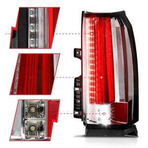 Chevrolet Tahoe LED Taillights - ANZO - Clear Lens, Chrome Housing - Chrome - `15-`17