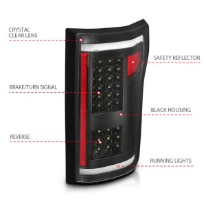 Ford F-150 LED Taillights - ANZO - G2 with Clear Lens and Black Housing - Black - `15-`17 Ford F-150 LED Taillights - ANZO - G2 with Clear Lens and Black Housing - Black - `15-`17