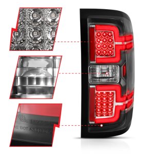 Chevrolet Silverado 1500 LED Taillights - ANZO - LED Black Lens; Pair; - Black - `14-`18