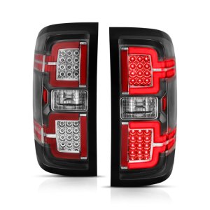 Chevrolet Silverado 1500 LED Taillights - ANZO - LED Black Lens; Pair; - Black - `14-`18