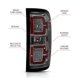 Chevrolet Silverado 1500 LED Taillights - ANZO - Sequential - Smoke - `14-`18