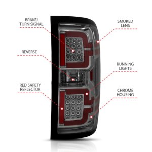 Chevrolet Silverado 1500 LED Taillights - ANZO - Sequential - Smoke - `14-`18