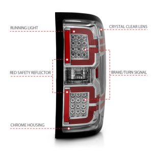 Chevrolet Silverado 1500 LED Taillights - ANZO - Sequential LED - Chrome - `14-`18