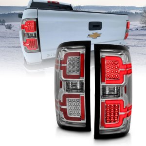 Chevrolet Silverado 1500 LED Taillights - ANZO - Sequential LED - Chrome - `14-`18
