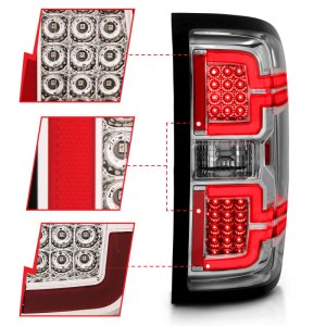 Chevrolet Silverado 1500 LED Taillights - ANZO - Sequential LED - Chrome - `14-`18
