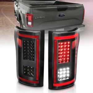 Ford F-150 Taillights - Rear - ANZO - LED w/ Sequential - Black - `15-`17