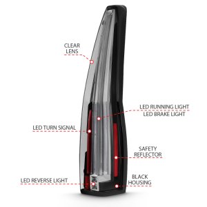 Cadillac Escalade LED Taillights - ANZO - LED - Red/Clear - `07-`14