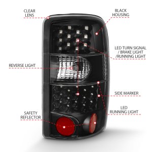 Chevrolet Tahoe LED Taillights - ANZO - Black/Clear - `00-`06