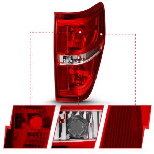 Ford F-150 Taillights - ANZO - Euro - Red/Clear - `09-`14