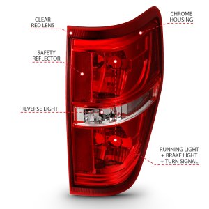 Ford F-150 Taillights - ANZO - Euro - Red/Clear - `09-`14