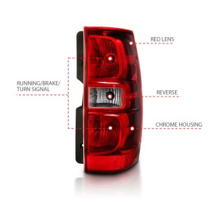 Chevrolet Tahoe Tail Light Assembly - Rear - ANZO - OE Replacement - Red/Clear Lens - `07-`14