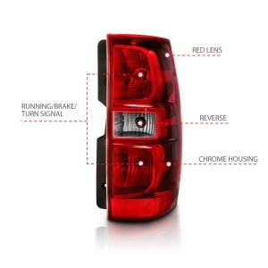Chevrolet Tahoe Tail Light Assembly - Rear - ANZO - OE Replacement - Red/Clear Lens - `07-`14