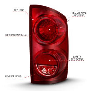 Dodge Ram 1500 Tail Lights - ANZO - OE - Red - `07-`09