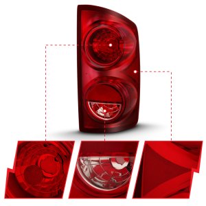 Dodge Ram 1500 Tail Lights - ANZO - OE - Red - `07-`09