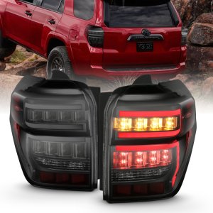 Toyota 4Runner LED Tail Light Assembly - ANZO - Smoke Lens; Black Housing; Red Light Bar; Sequential - `14-`20