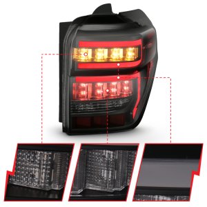 Toyota 4Runner LED Tail Light Assembly - ANZO - Smoke Lens; Black Housing; Red Light Bar; Sequential - `14-`20