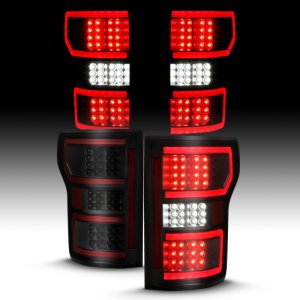 Ford F-150 Tail Lights - Rear - ANZO - Black Housing Clear Lens Red Light Bar w/ Sequential - Black - `18-`19 Ford F-150 Tail Lights - Rear - ANZO - Black Housing Clear Lens Red Light Bar w/ Sequential - Black - `18-`19