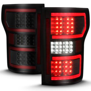 Ford F-150 Tail Lights - Rear - ANZO - Black Housing Clear Lens Red Light Bar w/ Sequential - Black - `18-`19 Ford F-150 Tail Lights - Rear - ANZO - Black Housing Clear Lens Red Light Bar w/ Sequential - Black - `18-`19