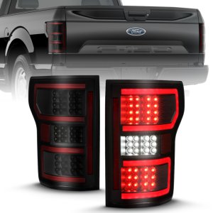 Ford F-150 Tail Lights - Rear - ANZO - Black Housing Clear Lens Red Light Bar w/ Sequential - Black - `18-`19