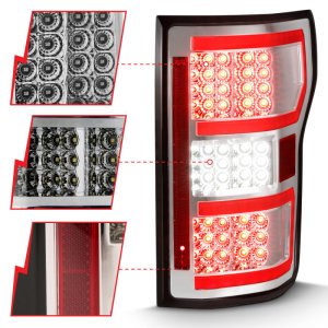 Ford F-150 Taillights - Rear - ANZO - Red Light Bar, w/ Sequential - Chrome - `18-`19