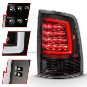 Dodge Ram 1500 Taillight - Rear - ANZO - LED Plank Style - Black w/Clear Lens - `09-`18