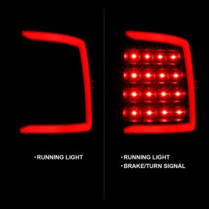 Dodge Ram 1500 LED Taillights - Rear - ANZO - Plank Style Smoke Lens - Black - `09-`18