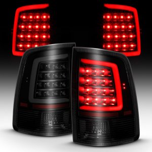 Dodge Ram 1500 LED Taillights - Rear - ANZO - Plank Style Smoke Lens - Black - `09-`18