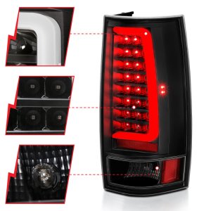 Chevrolet Tahoe LED Taillights - Rear - ANZO - Plank Style with Clear Lens - Black - `07-`14