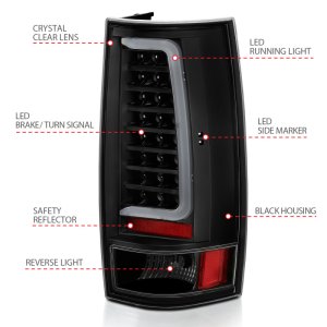 Chevrolet Tahoe LED Taillights - Rear - ANZO - Plank Style with Clear Lens - Black - `07-`14