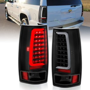 Chevrolet Tahoe LED Taillights - Rear - ANZO - Plank Style with Clear Lens - Black - `07-`14
