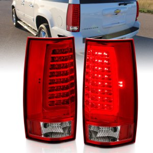 Chevrolet Tahoe Tail Light Assembly - ANZO - LED, Red/Clear Lens, Plank Style - Chrome - `07-`14
