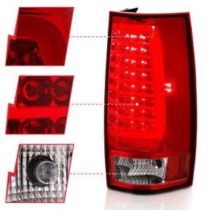 Chevrolet Tahoe Tail Light Assembly - ANZO - LED, Red/Clear Lens, Plank Style - Chrome - `07-`14