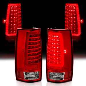 Chevrolet Tahoe Tail Light Assembly - ANZO - LED, Red/Clear Lens, Plank Style - Chrome - `07-`14