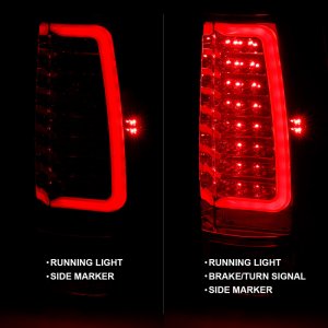 Chevrolet Tahoe Tail Light Assembly - ANZO - LED, Red/Clear Lens, Plank Style - Chrome - `07-`14