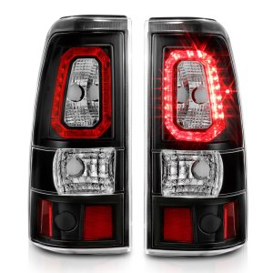 Chevrolet Silverado 1500 LED Taillights - ANZO - Plank Style - Black w/Clear Lens - `03-`06