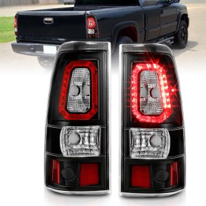 Chevrolet Silverado 1500 LED Taillights - ANZO - Plank Style - Black w/Clear Lens - `03-`06