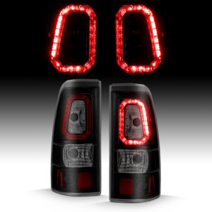 Chevrolet Silverado 1500 LED Taillights - ANZO - Plank Style - Black w/Smoke Lens - `03-`06