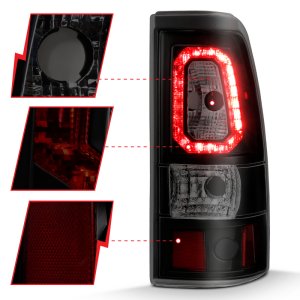 Chevrolet Silverado 1500 LED Taillights - ANZO - Plank Style - Black w/Smoke Lens - `03-`06
