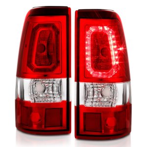 Chevrolet Silverado 1500 LED Taillights - Rear - ANZO - Plank Style - Chrome with Red/Clear Lens - `03-`06