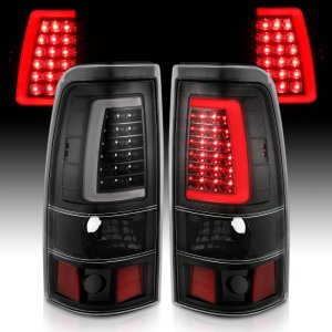 Chevrolet Silverado 1500 Tail Light Assembly - Rear - ANZO - LED Plank Style - Black w/Clear Lens - `03-`06