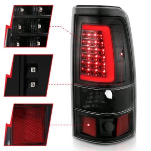 Chevrolet Silverado 1500 Tail Light Assembly - Rear - ANZO - LED Plank Style - Black w/Clear Lens - `03-`06