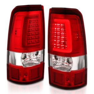 Chevrolet Silverado 1500 LED Taillights - Rear - ANZO - Plank Style - Chrome with Red/Clear Lens - `03-`06