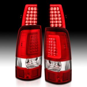 Chevrolet Silverado 1500 LED Taillights - Rear - ANZO - Plank Style - Chrome with Red/Clear Lens - `03-`06