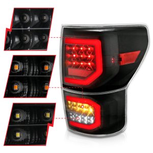 Toyota Tundra LED Taillights - Rear - ANZO - Plank Style - Black w/Clear Lens - `07-`13
