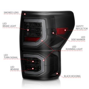 Toyota Tundra LED Taillights - Rear - ANZO - Plank Style - Smoke Lens - `07-`13