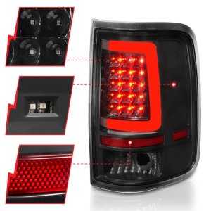 Ford F-150 LED Tail Lights - Rear - ANZO - Light Bar - Black Housing / Clear Lens - `04-`06