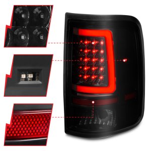 Ford F-150 LED Tail Light Assembly - ANZO - Black Housing w/ Light Bar - Smoke Lens - `04-`06